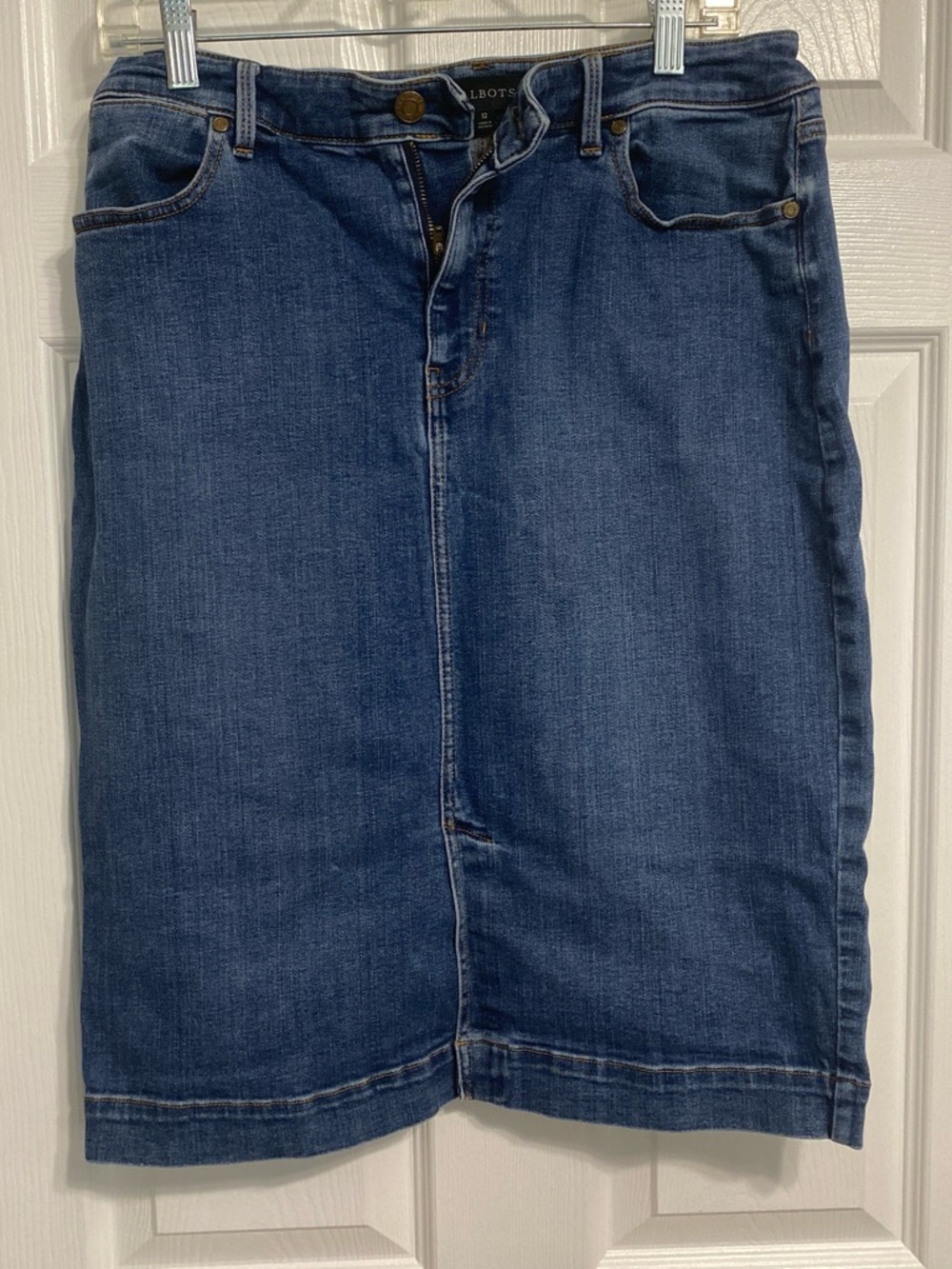 Talbots Blue Denim Skirt with Contrast Topstitching